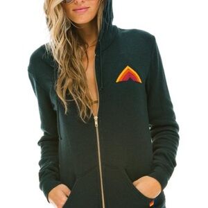 Aviator Nation Dark Gray Hoodie with Multicolor Chevron
